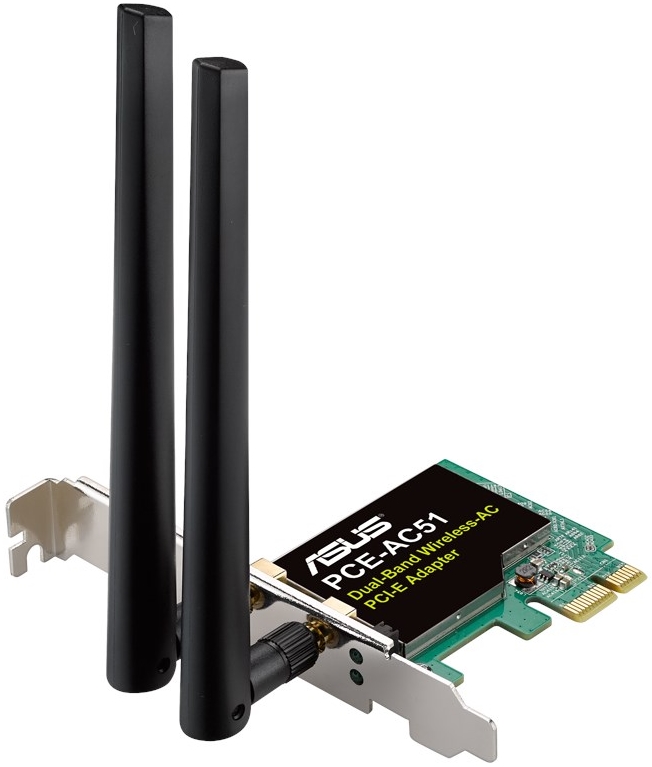ASUS - Hlzat Vezetknlkli - ASUS PCE-AC51 PCI-E Dual-Band 2x2 802.11AC WiFi krtya