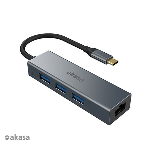 Akasa - USB, Infra-Bluetooth Adapter - Akasa USB Type-C - 3 x USB Type-A + Ethernet port - 18cm - AK-CBCA20-18BK