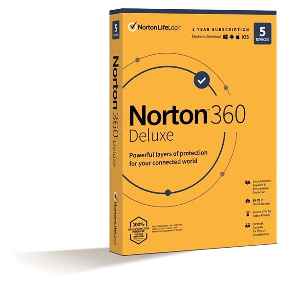NORTONLIFELOCK - Szoftver, Antivrus - Norton 360 Deluxe 50GB HUN 1 Felhasznl 5 gp 1 ves dobozos vrusirt szoftver 21416689